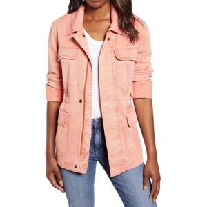 Caslon NWT Peach Pink Metallic Stitch Anorak Utility Jacket Coat Size XS X-Small